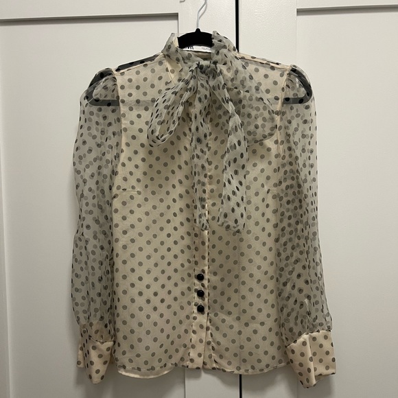 Zara Tops Organza Blouse With Bow Poshmark